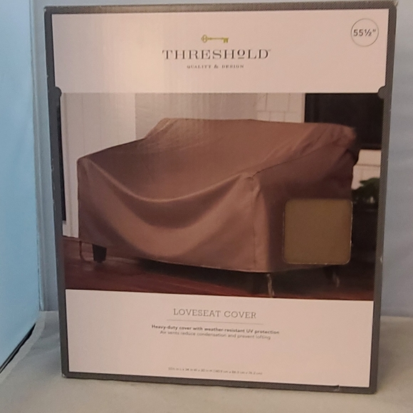 Threshold Loveseat Cover Brown Patio Chair 55 1/2 - Picture 2 of 4